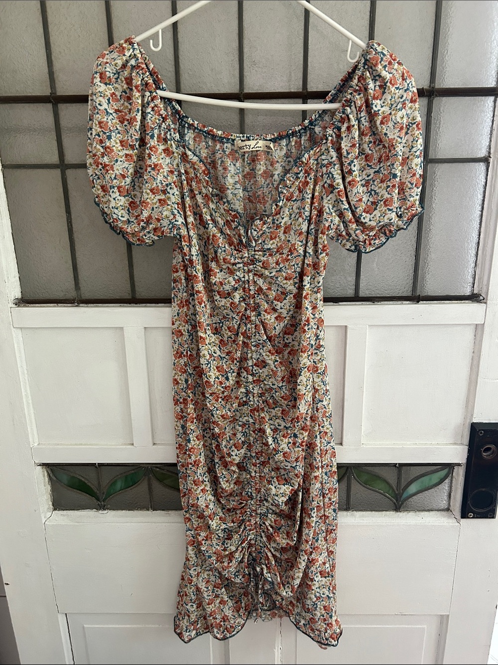 Liberty Love Floral Ruched Midi Dress - Cream, Rust & Navy
